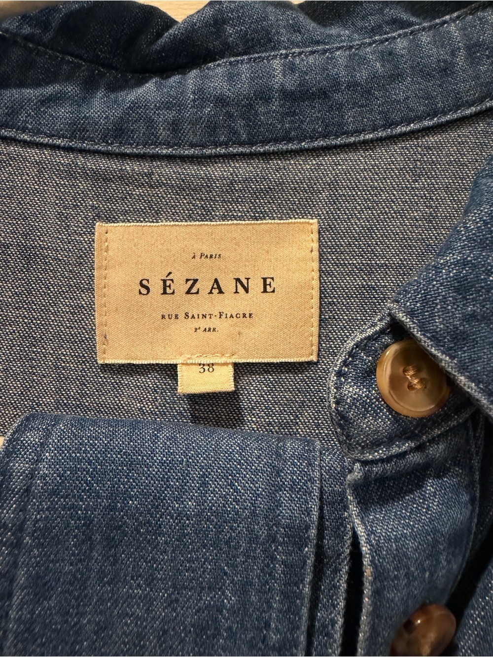 Sezané Denim Button-Front Dress - Classic Blue - Picture 3 of 6